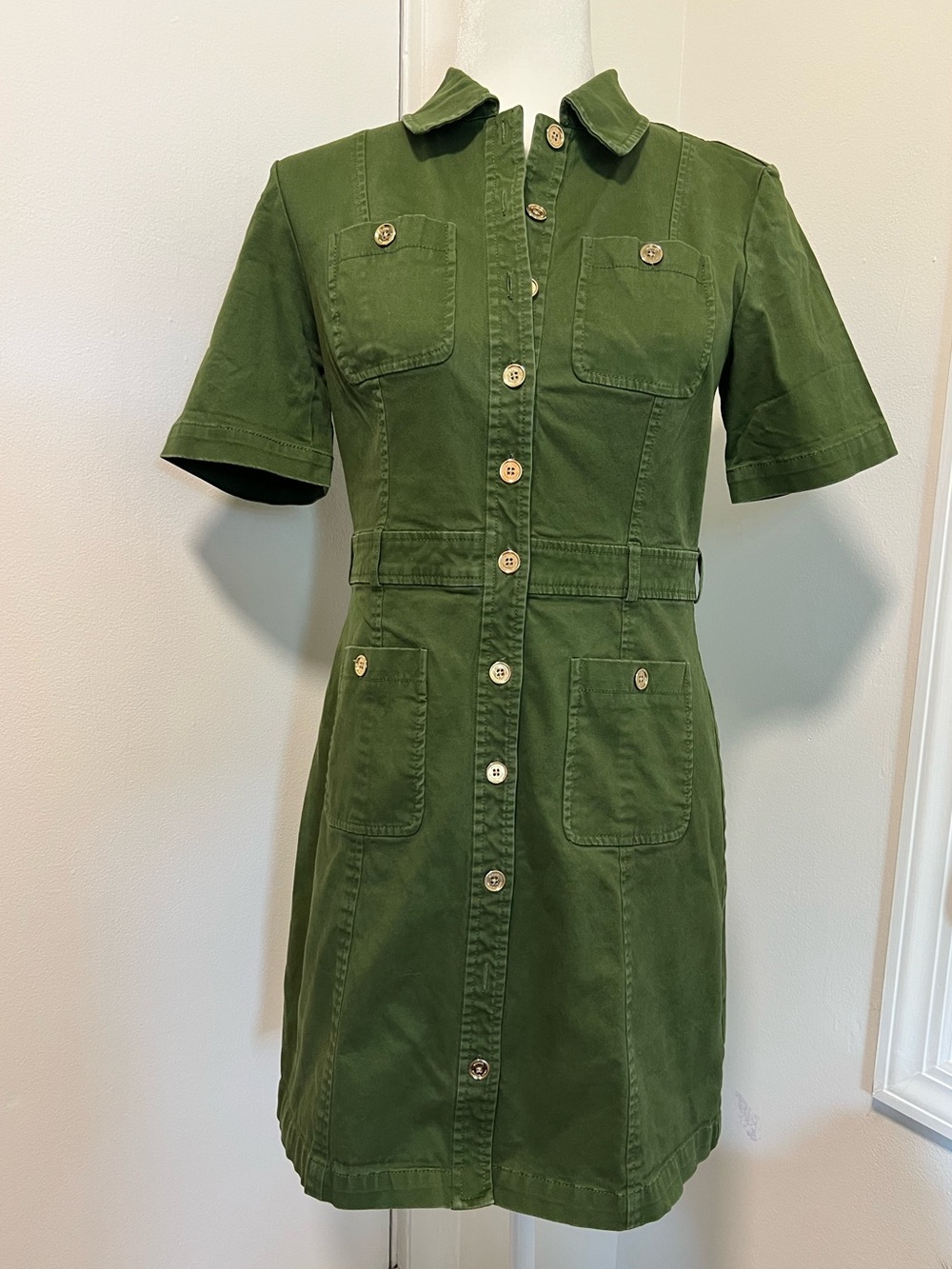 MICHAEL Michael Kors Olive Green Utility Shirt Dress Size 4